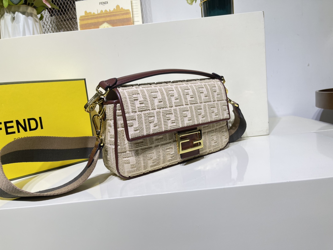 Fendi Beige FF Canvas Bag Cream