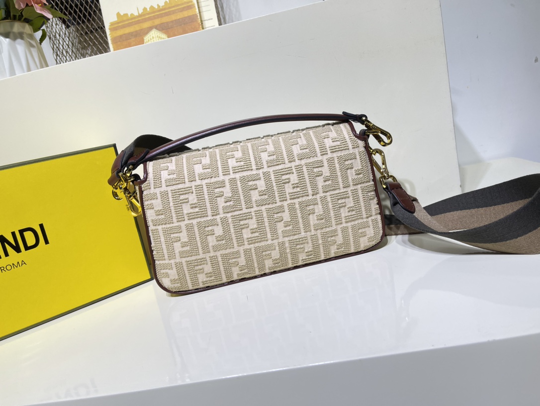 Fendi Beige FF Canvas Bag Cream