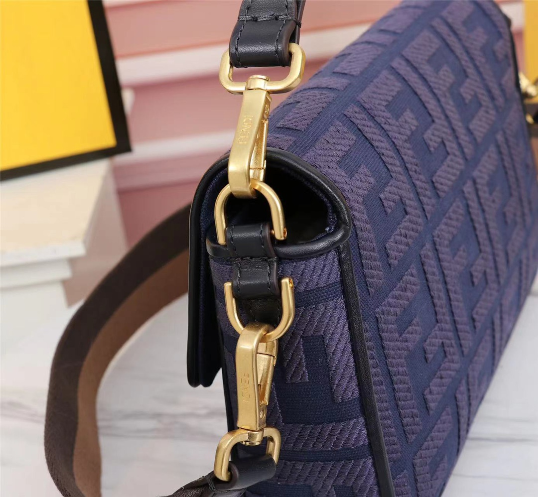 Fendi Beige FF Canvas Bag Blue