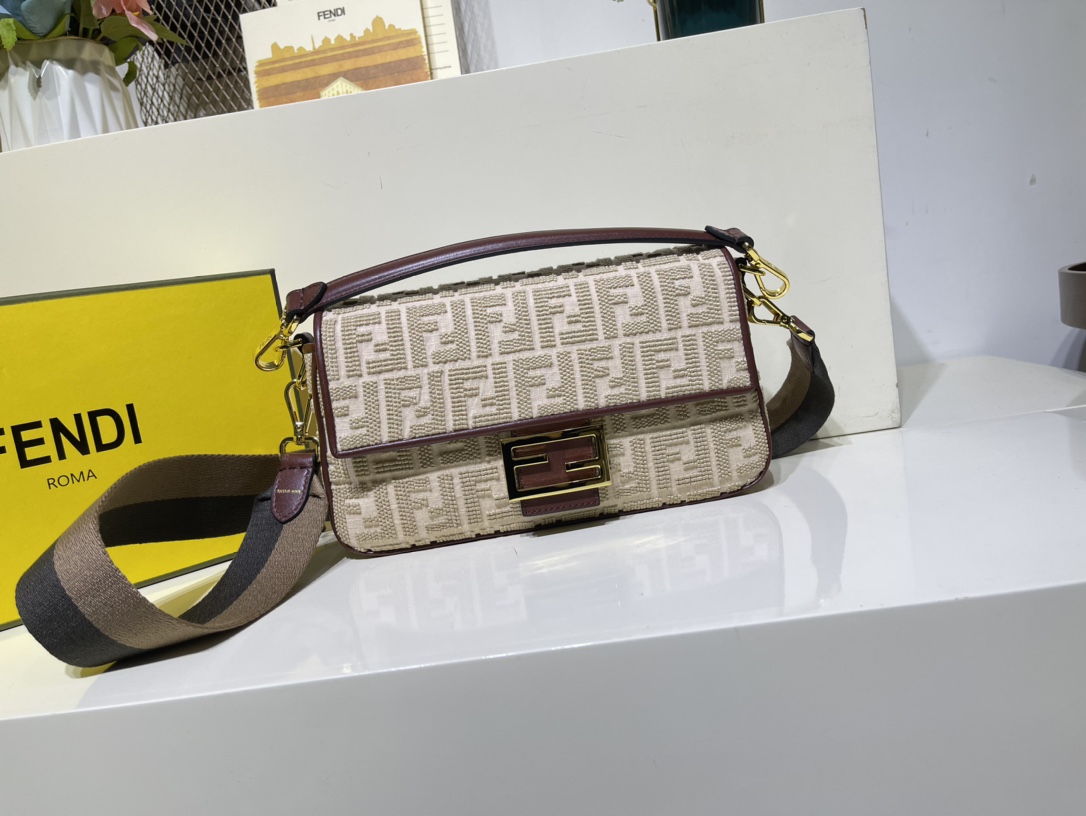Fendi Beige FF Canvas Bag Cream