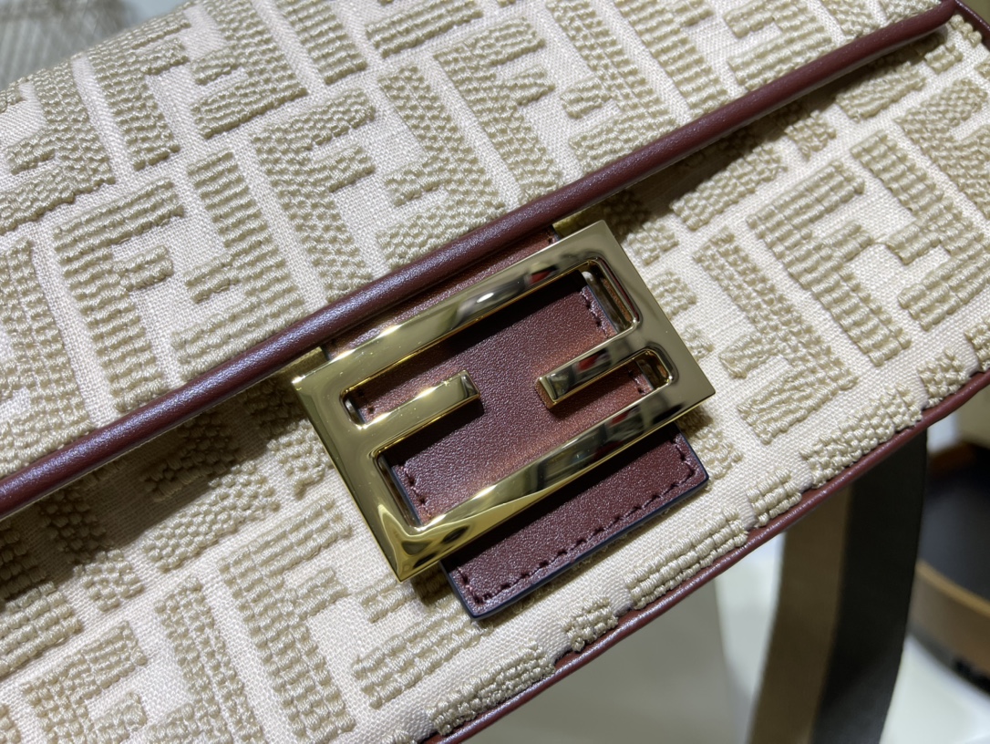 Fendi Beige FF Canvas Bag Cream