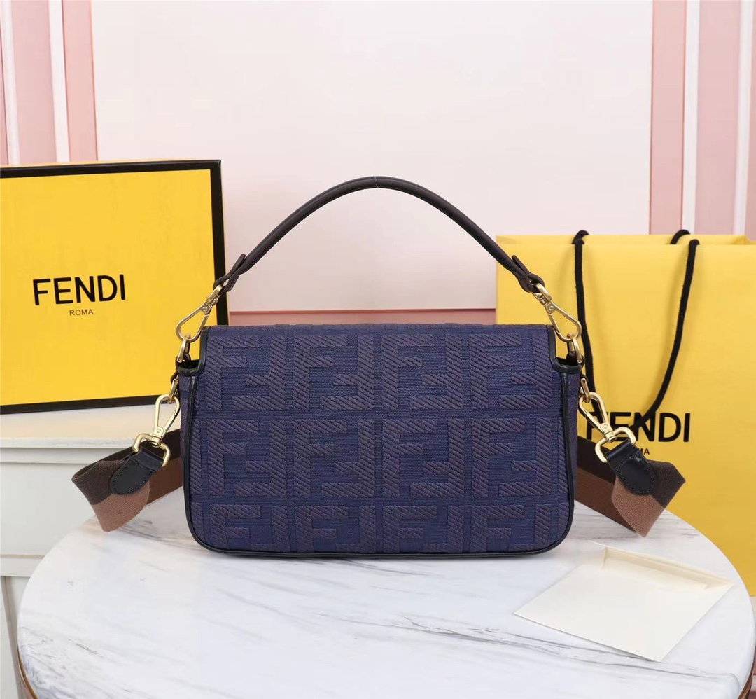 Fendi Beige FF Canvas Bag Blue