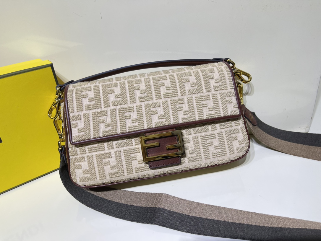 Fendi Beige FF Canvas Bag Cream