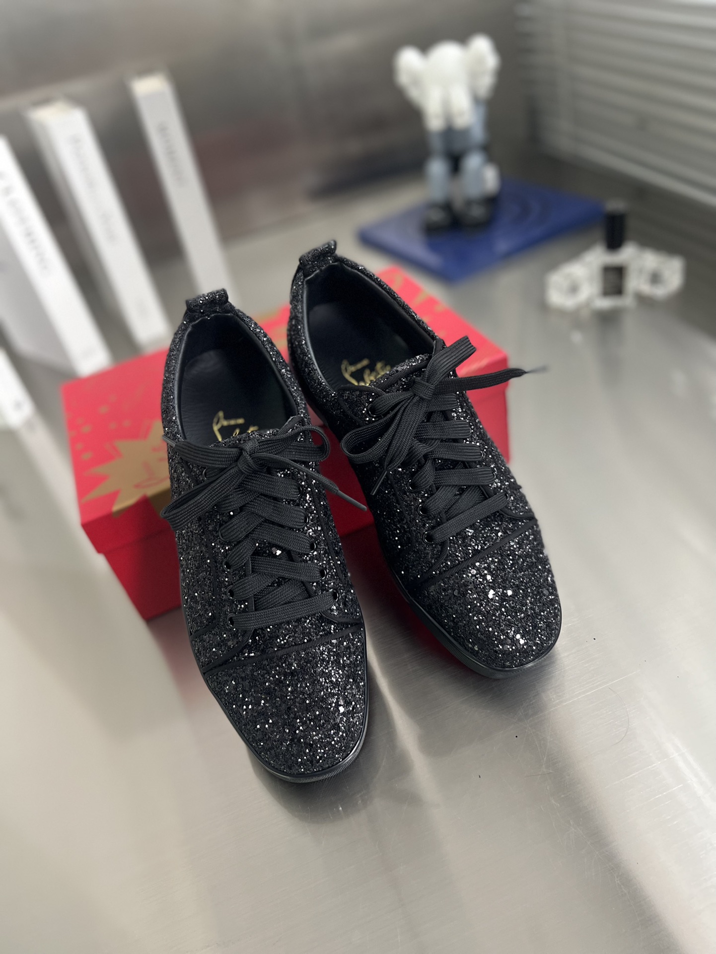 Christian Louboutin Vieria black glitter sneakers