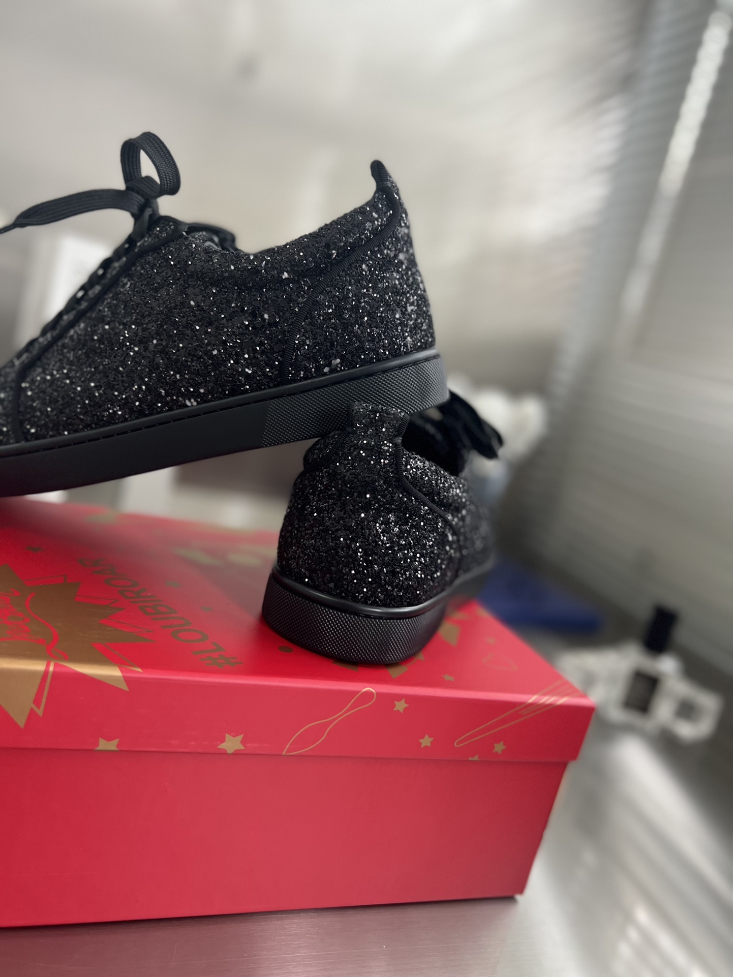 Christian Louboutin Vieria black glitter sneakers
