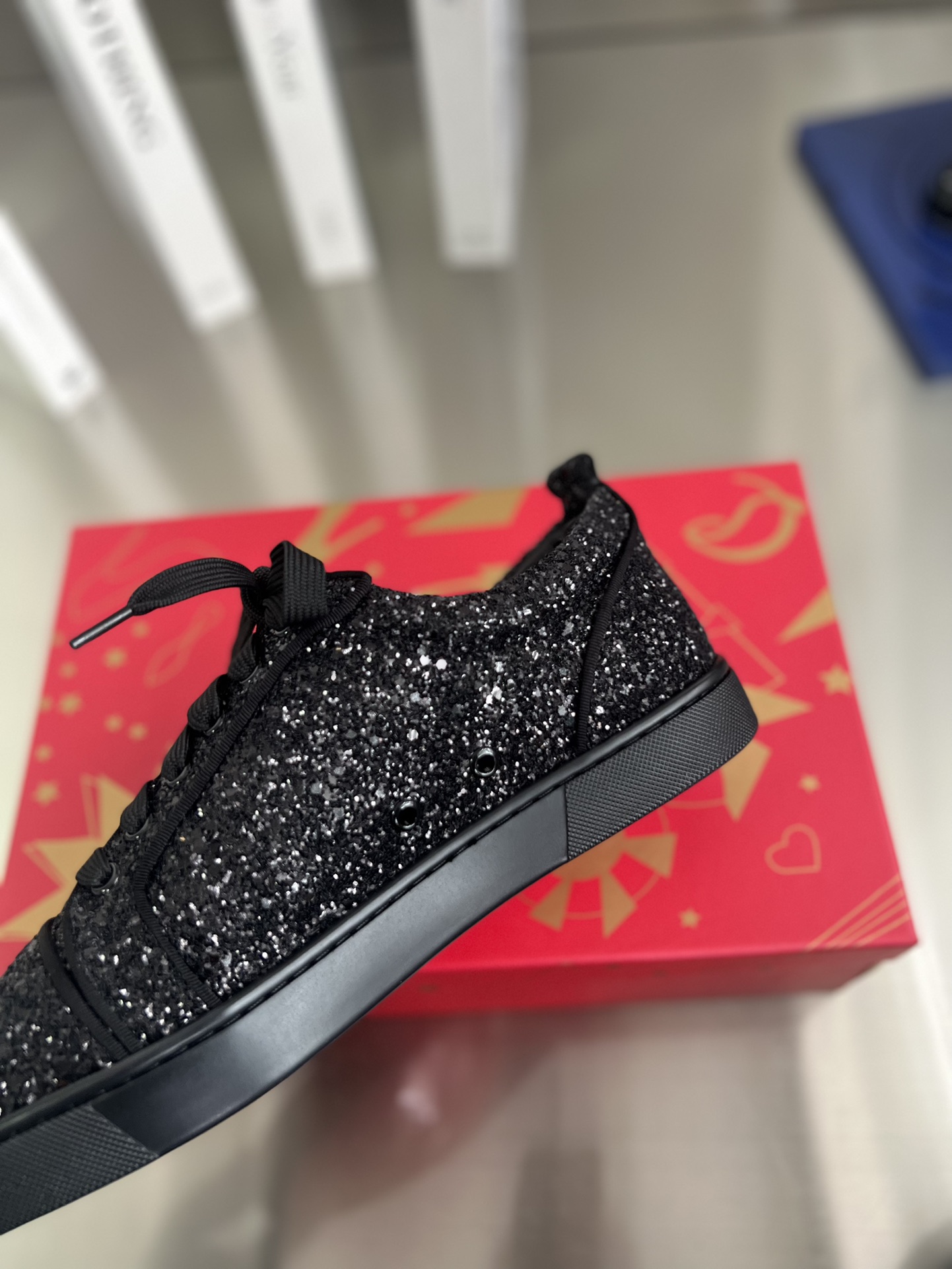 Christian Louboutin Vieria black glitter sneakers
