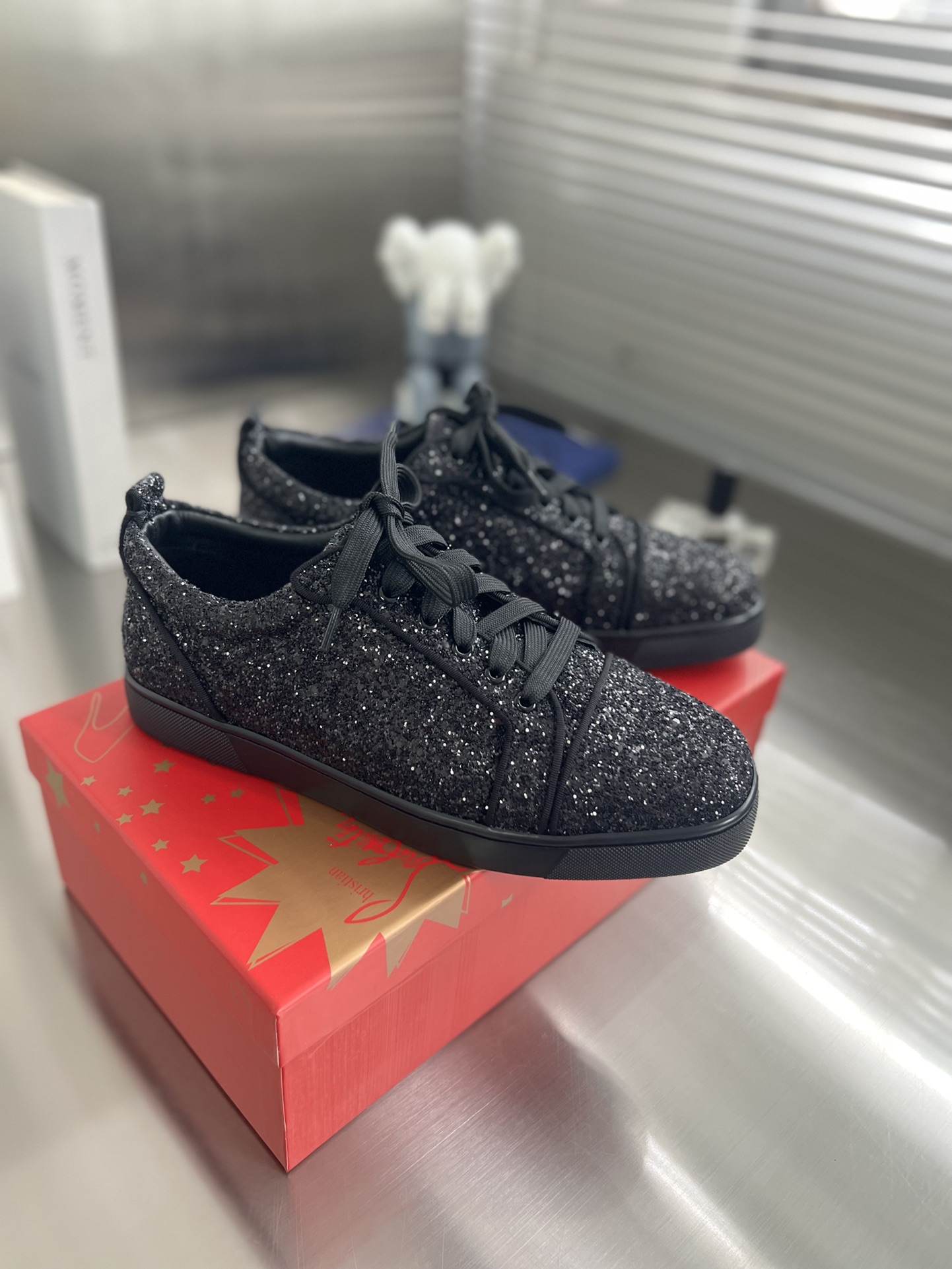 Christian Louboutin Vieria black glitter sneakers