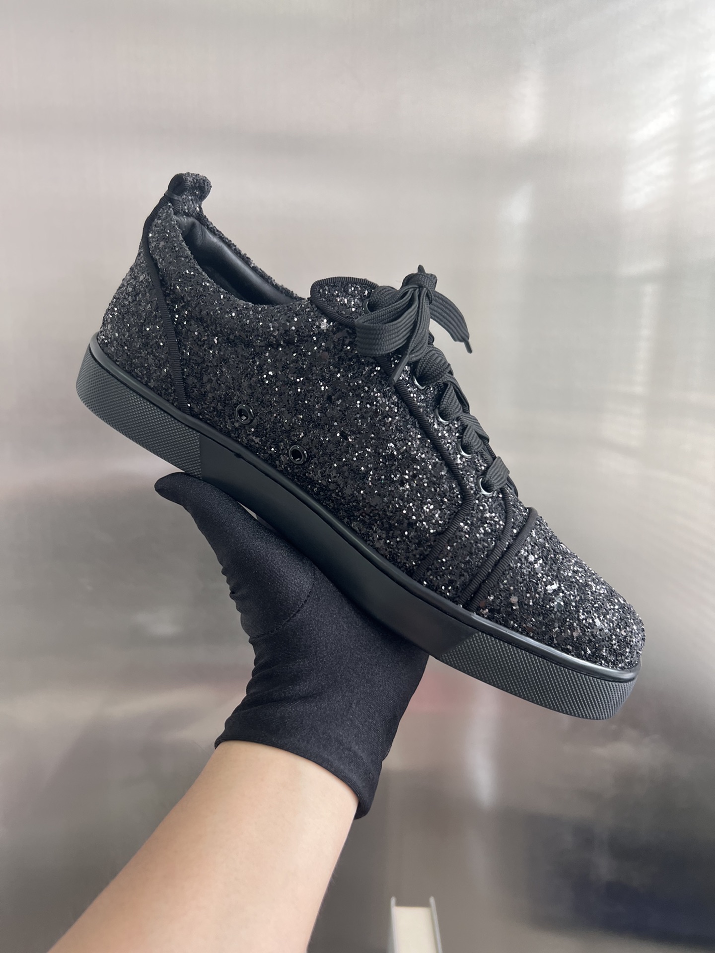 Christian Louboutin Vieria black glitter sneakers