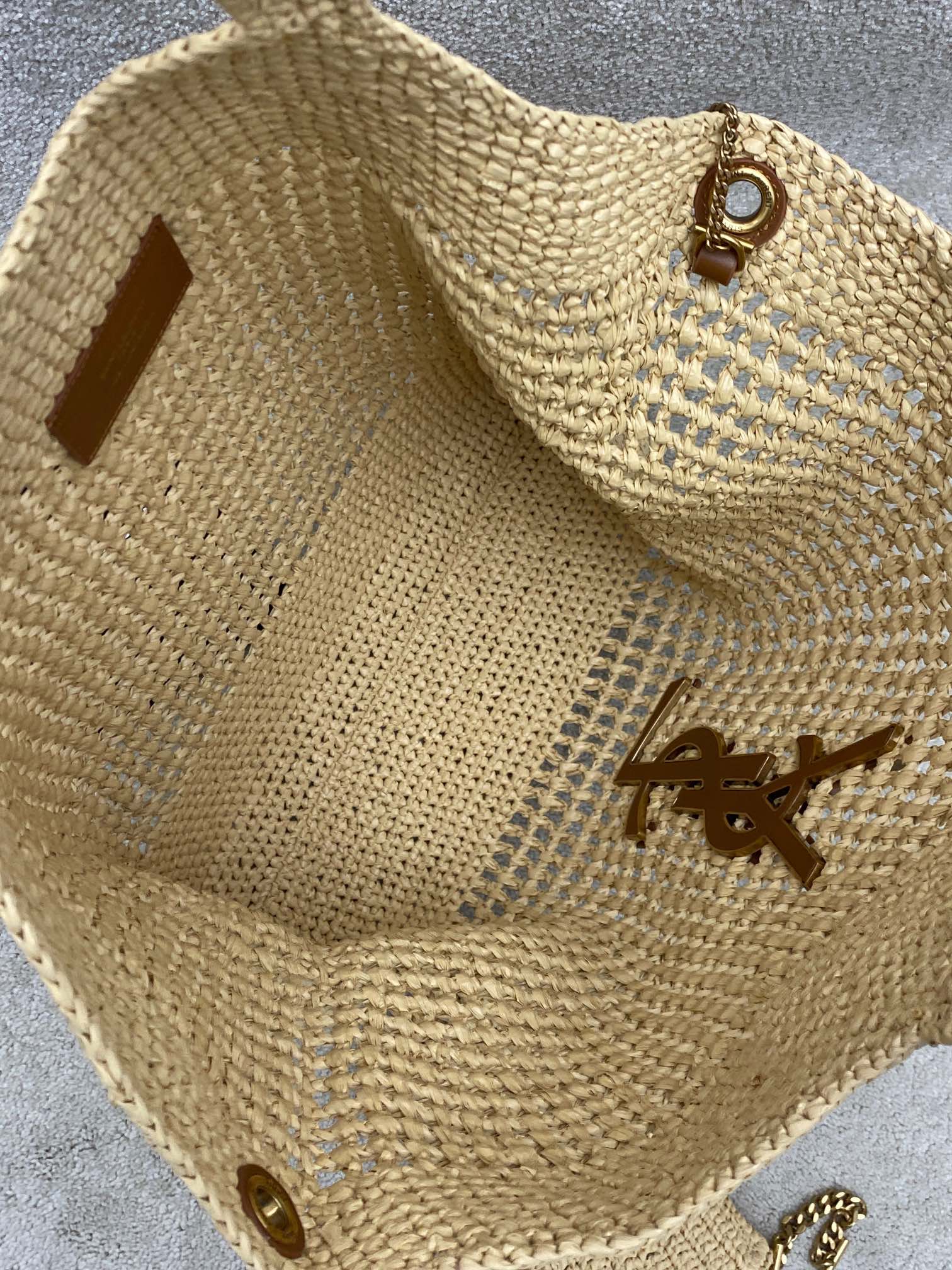 Saint Laurent Icare in Raffia Naturel/Brown Gold