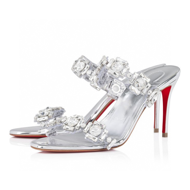Louboutin Just Jewel 85 mm Sandals - TPU and laminated calf leather - Crystal - Women
