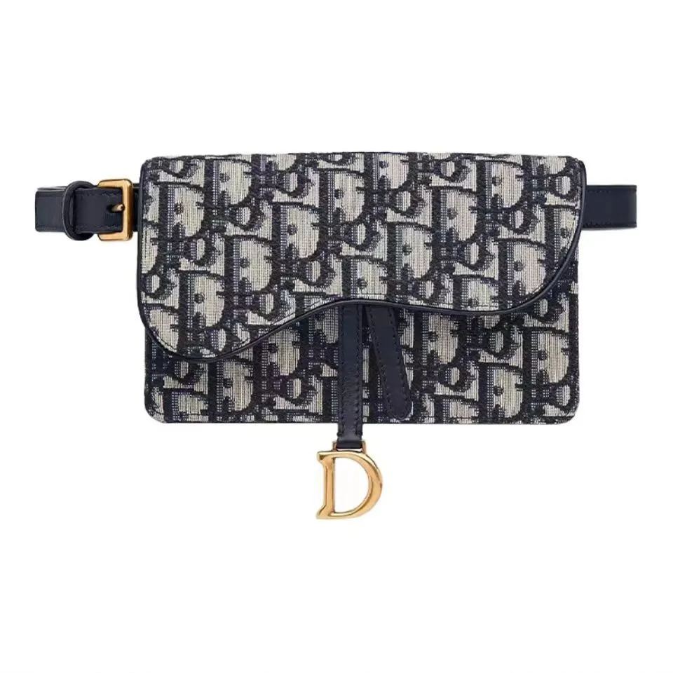 DIOR Oblique Blue Jacquard Saddle Belt Bag