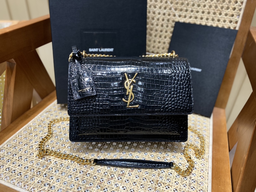 YSL SAINT LAURENT Crocodile-embossed leather 22CM