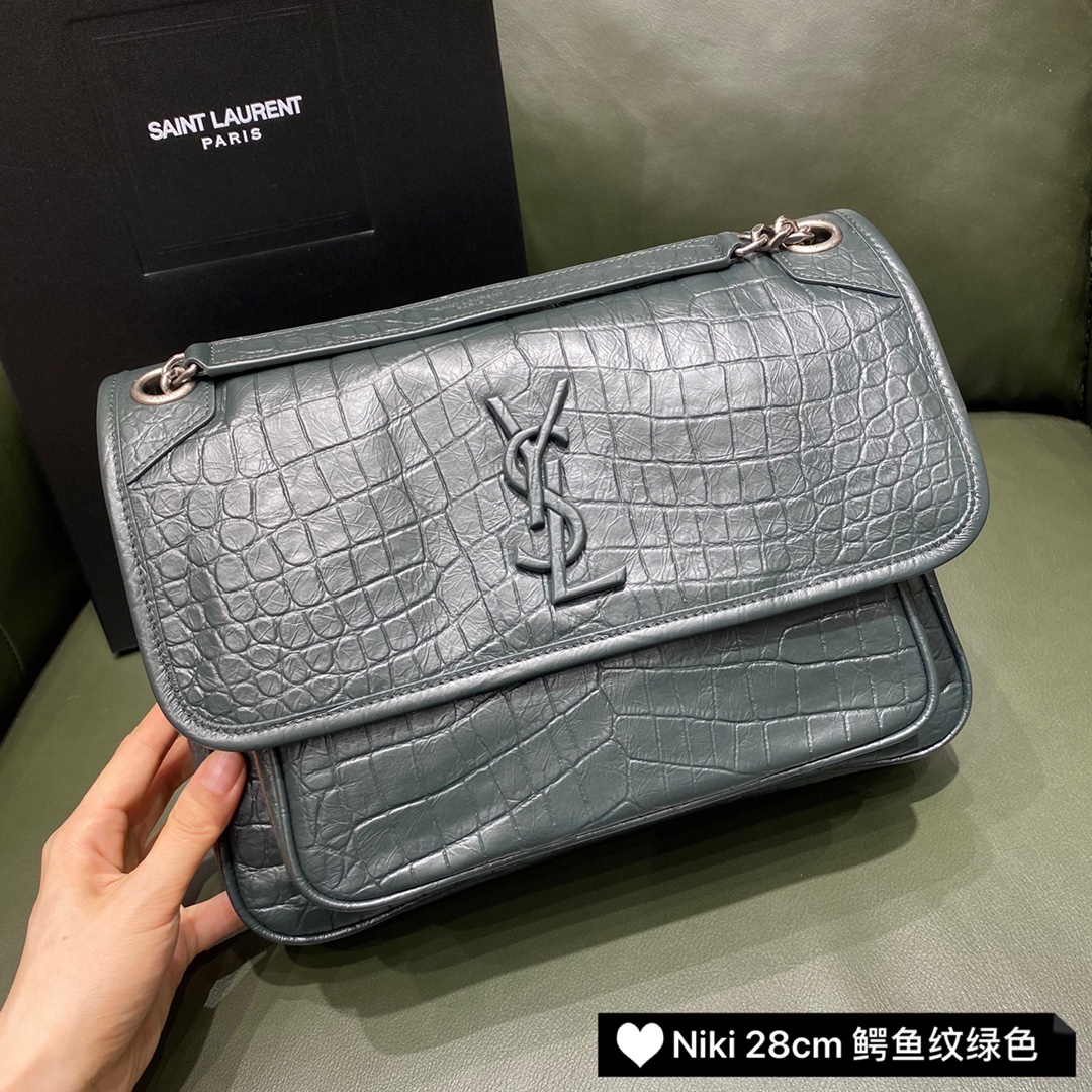 YSL NiKi 28CM Crocodile pattern leather