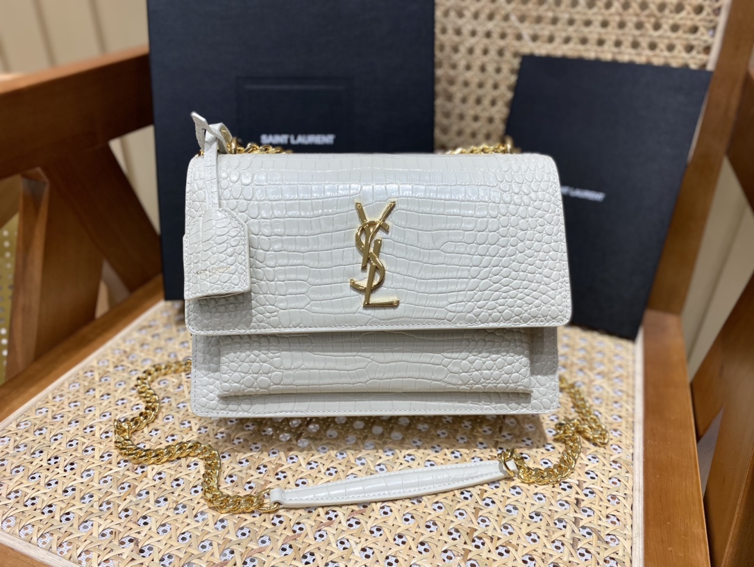 YSL SAINT LAURENT Crocodile-embossed leather 22CM