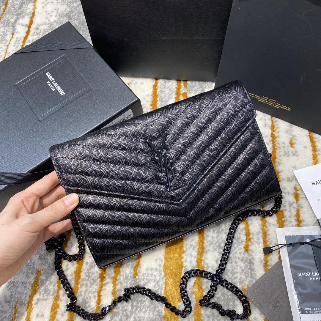 YSL Caviar-Textured Envelope Bag