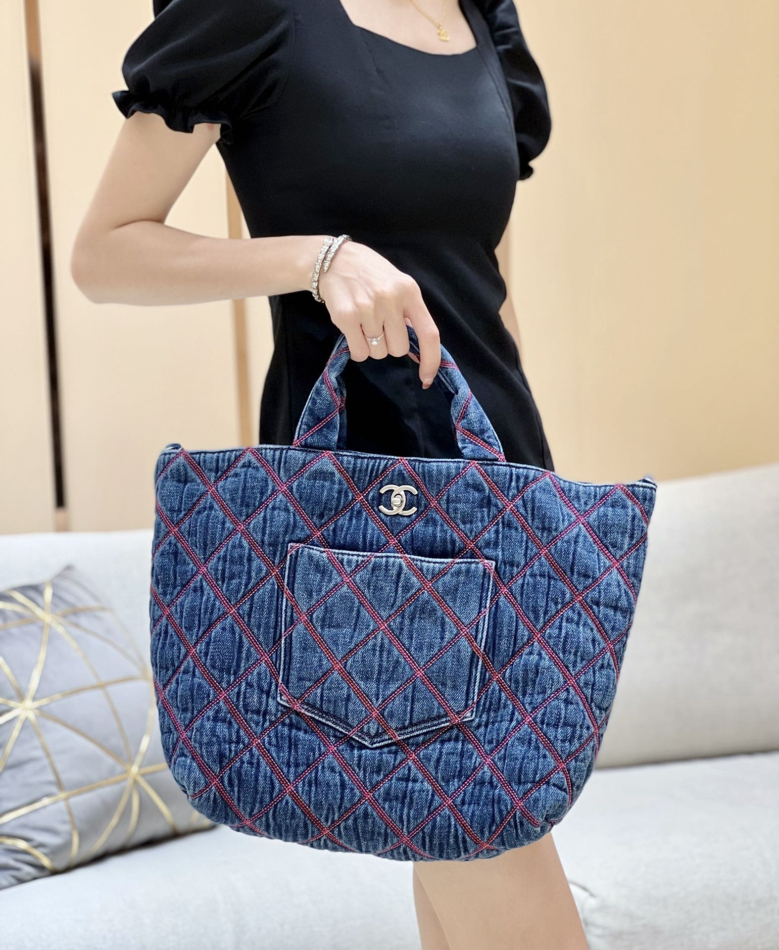 CHANEL Coco Beach Denim Tote Bag