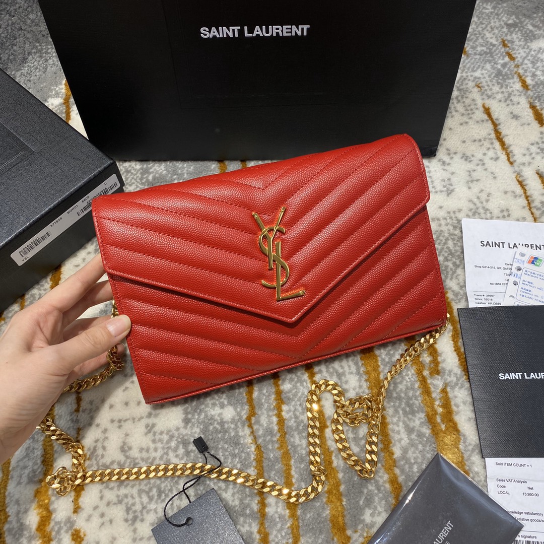 YSL Caviar-Textured Envelope Bag