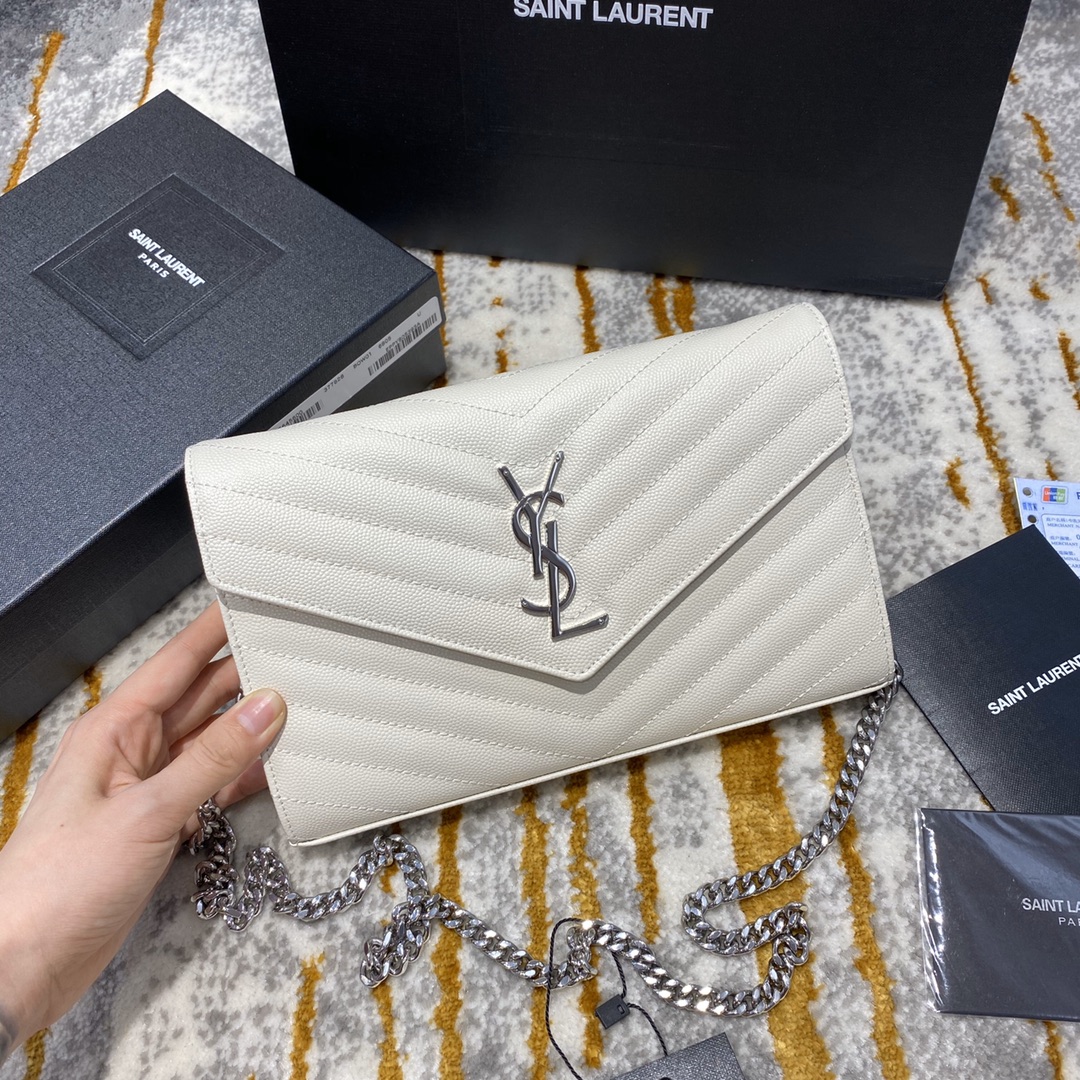 YSL Caviar-Textured Envelope Bag