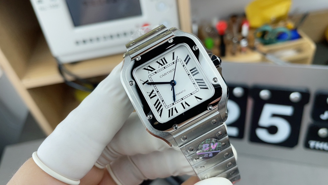 Cartier Tank Santos Series Automatic Mechanical Watch – 35.1mm, Roman Dial, 100m Water Resistance, Men's Watch