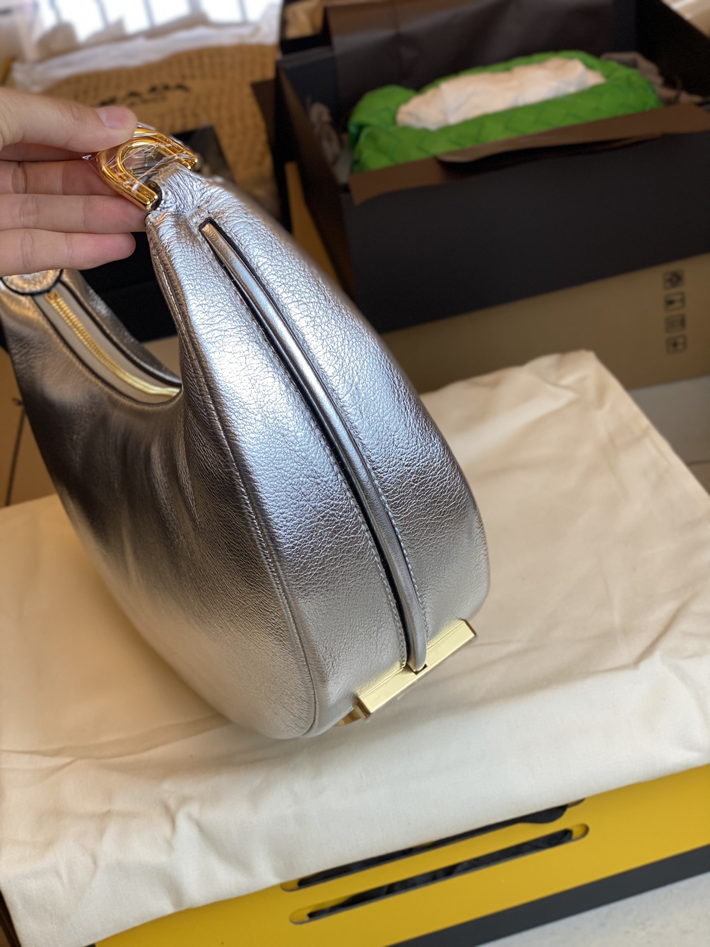 FenDi Silver Moon Shoulder Bag