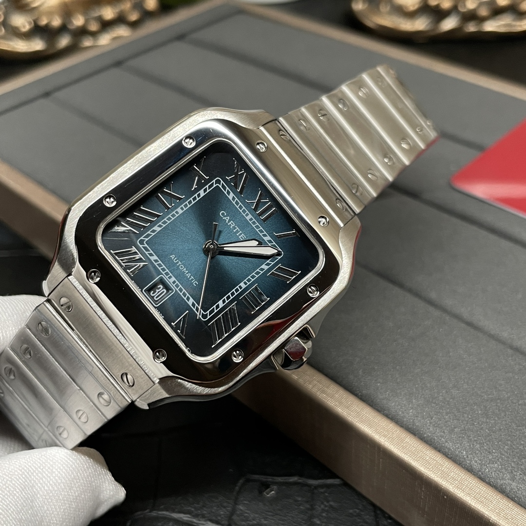 CARTIER Santos Series Automatic Watch - 39.8mm with Date Display & Dual Straps