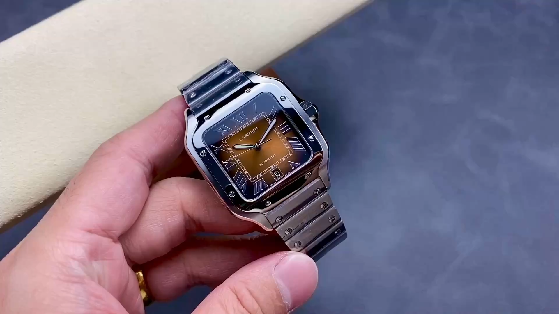 Cartier Automatic Mechanical Watch – 39.8mm, Brown Dial, 100m Water Resistance, Men's Watch