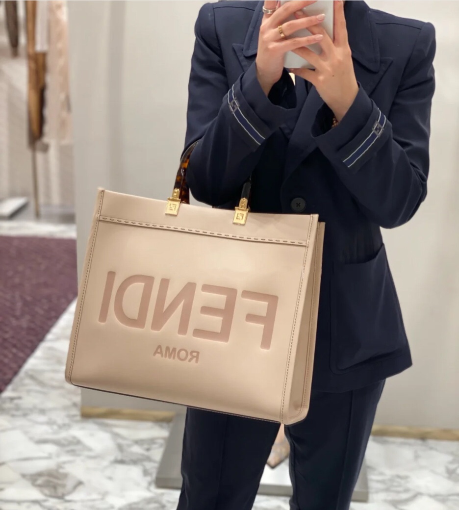 Fendi Amber Handle Tote Bag - Blush Pink