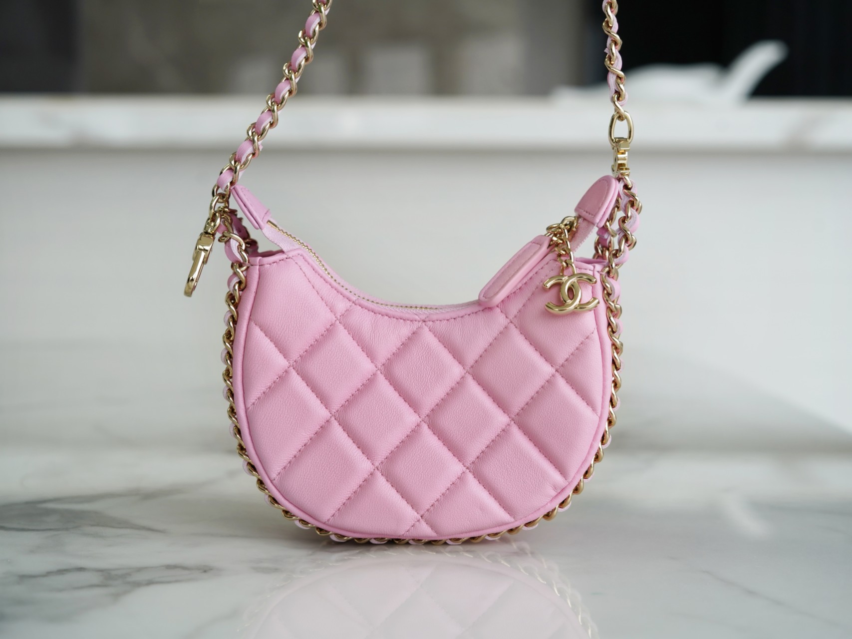 CHANEL 23P Crescent Moon Bag - Small, Pink