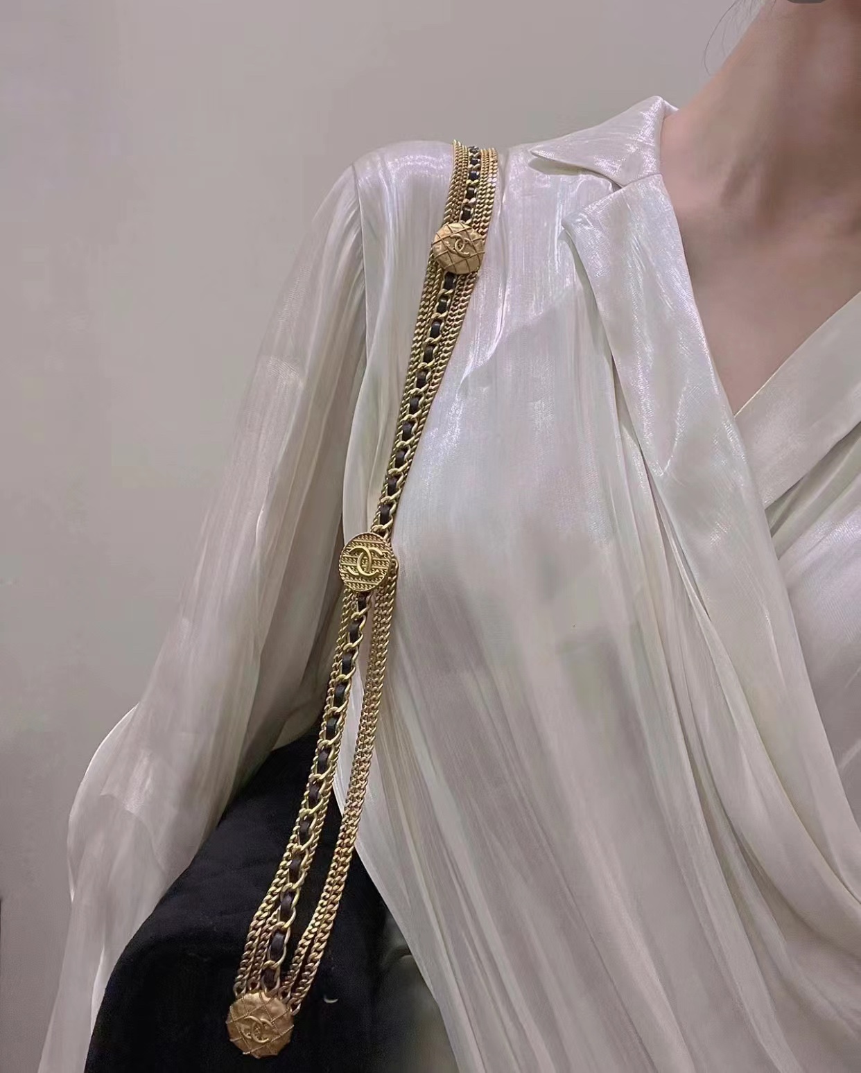 CHANEL Gold Lock Quilted Suede-Effect Goat Leather Flap Bag BLACK