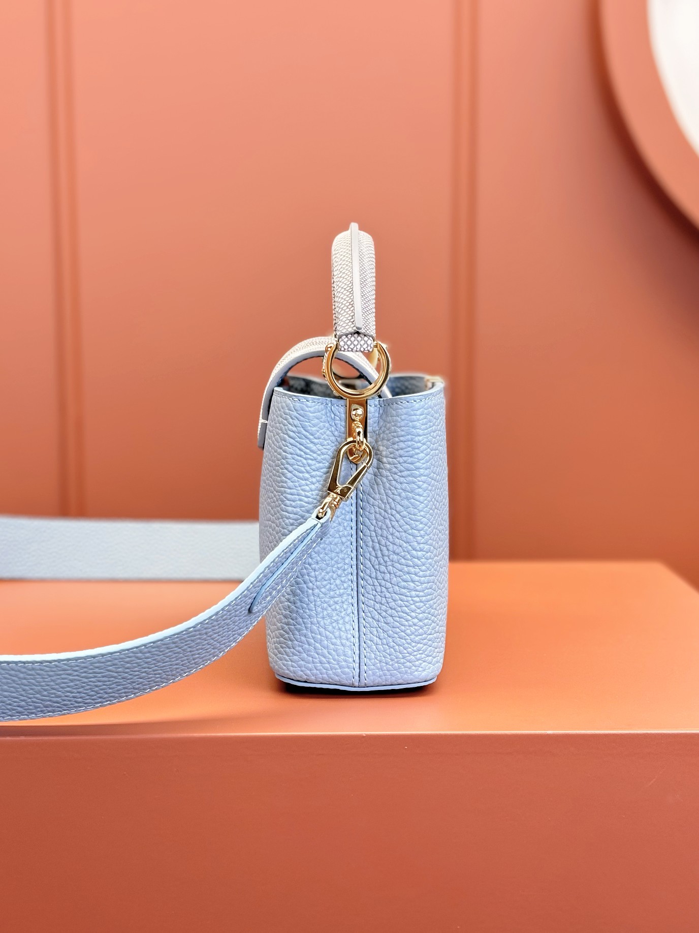 Louis Vuitton Capucines Mini in Blue Exotic Snakeskin Texture with Gold Accents