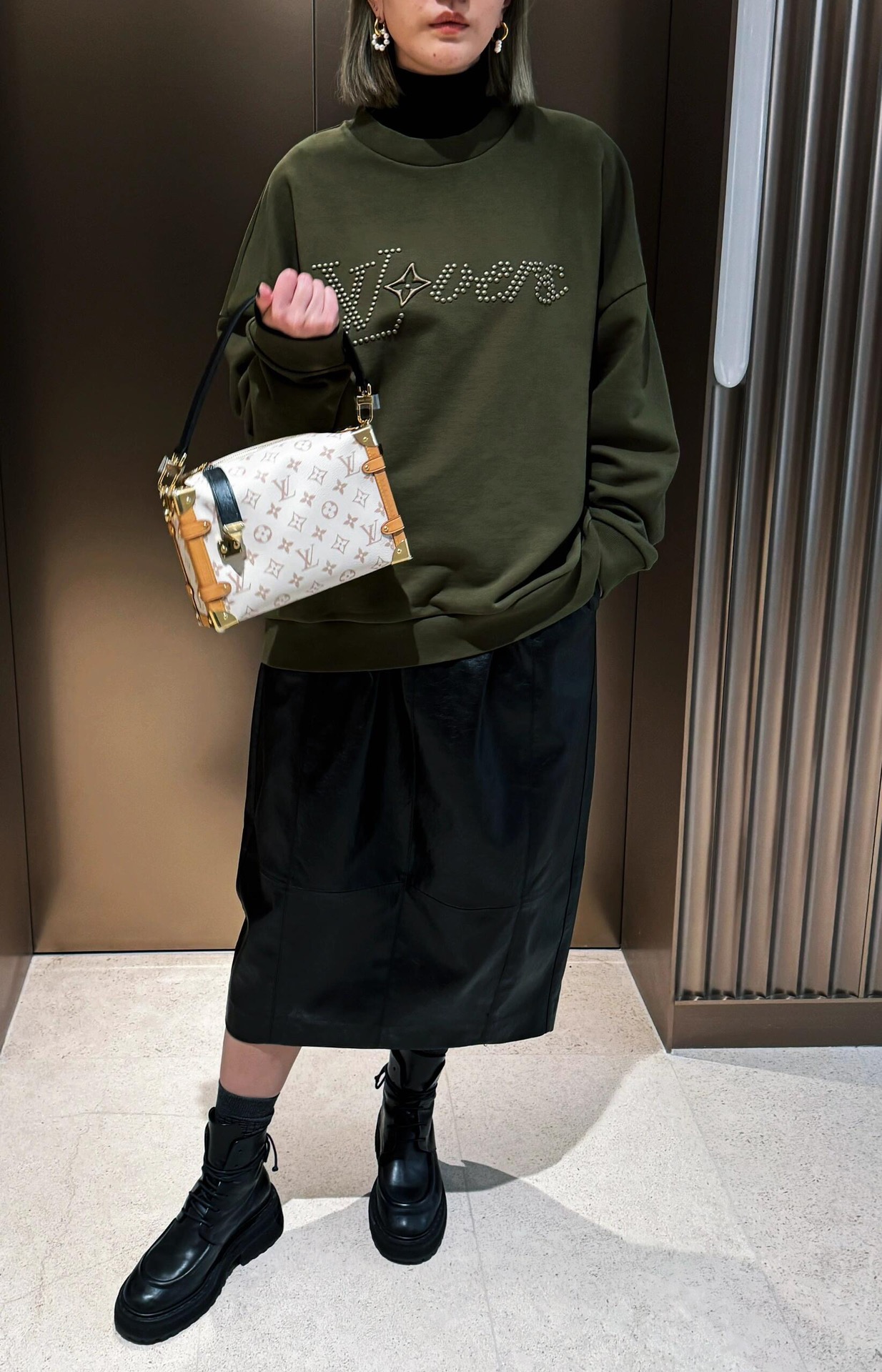 Louis Vuitton SIDE TRUNK Handbag white Monogram canvas