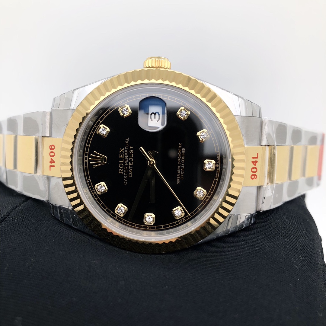 Rolex DateJust  — Black Diamond Dial, Gold & Steel