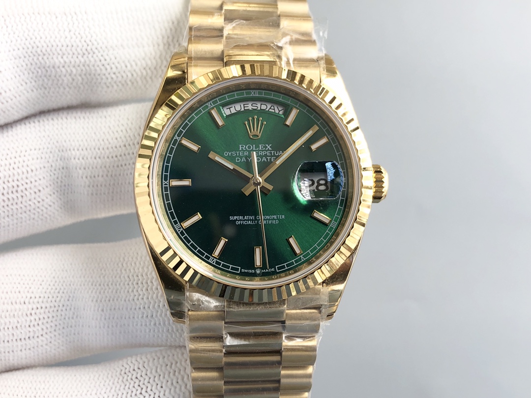 Rolex Day-Date Smoky Green Dial 18K Gold Replica Masterpiece