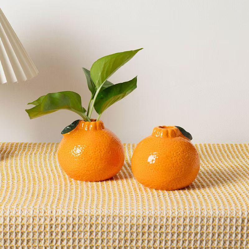 Orange Ceramic Vase for Hydroponic Plants®