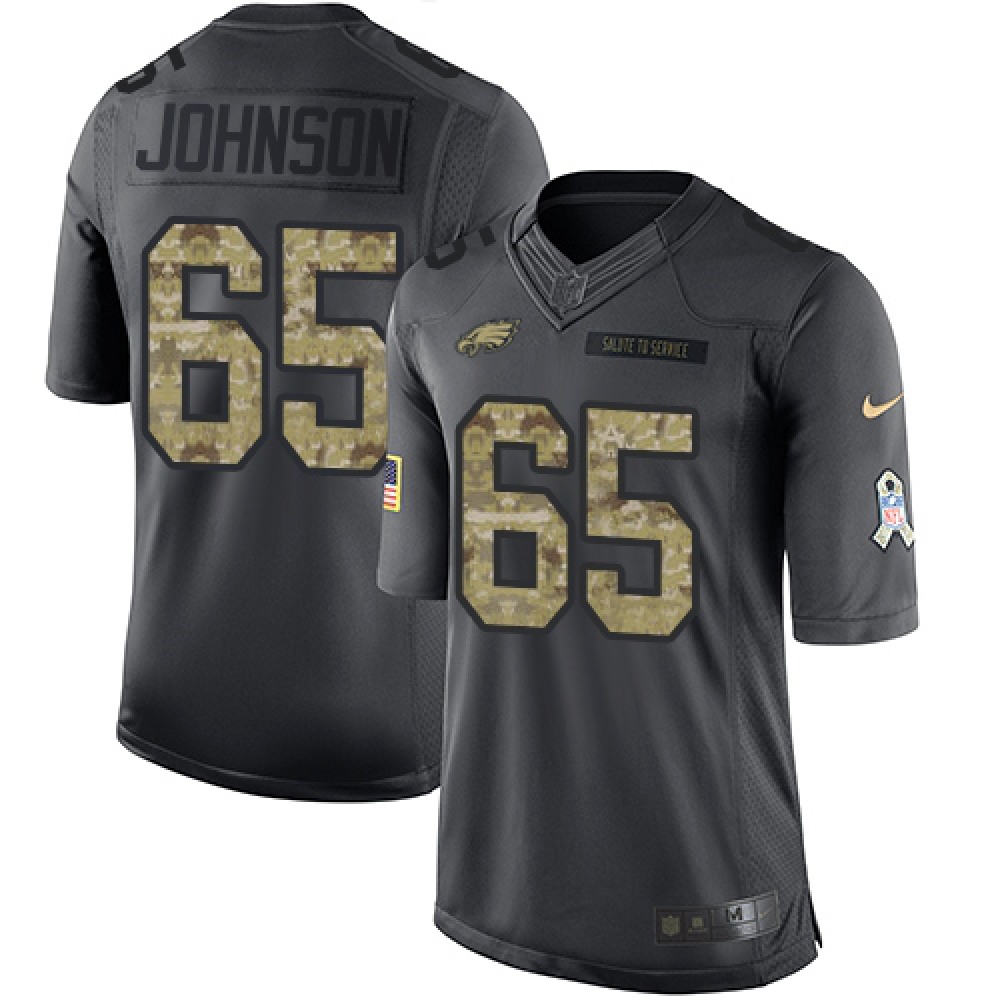 Eagles #65 Lane Johnson Black Men's Stitched NFL Limited 2016 Salute To Service Jersey