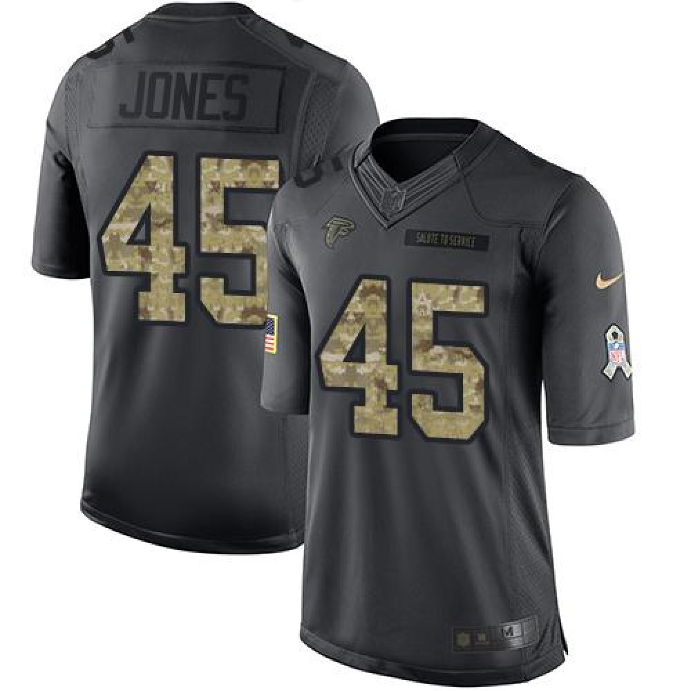 Falcons #45 Deion Jones Black Men's Stitched NFL Limited 2016 Salute To Service Jersey