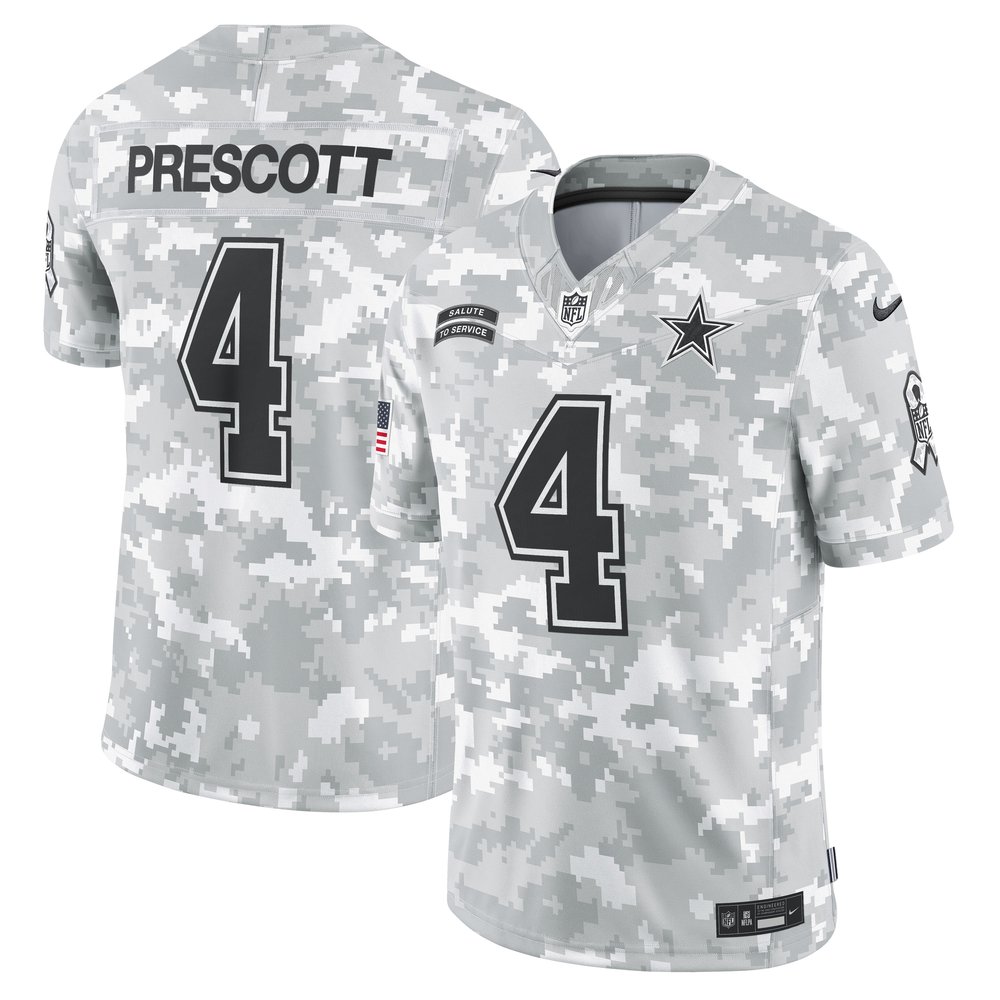 Men's Dallas Cowboys Dak Prescott  Arctic Camo 2024 Salute to Service Limited Jersey