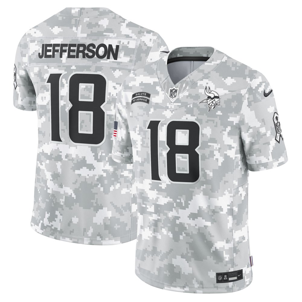 Men's Minnesota Vikings Justin Jefferson  Arctic Camo 2024 Salute to Service Limited Jersey