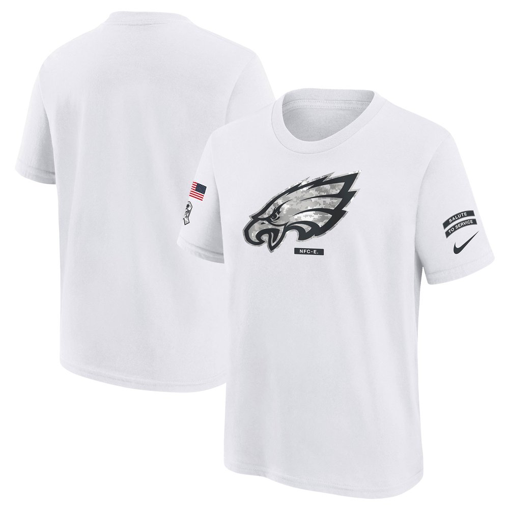 Youth Philadelphia Eagles  White 2024 Salute To Service T-Shirt