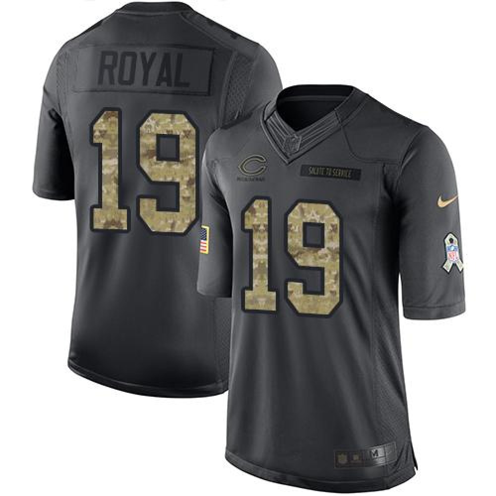 Bears #19 Eddie Royal Black Men's Stitched NFL Limited 2016 Salute to Service Jersey