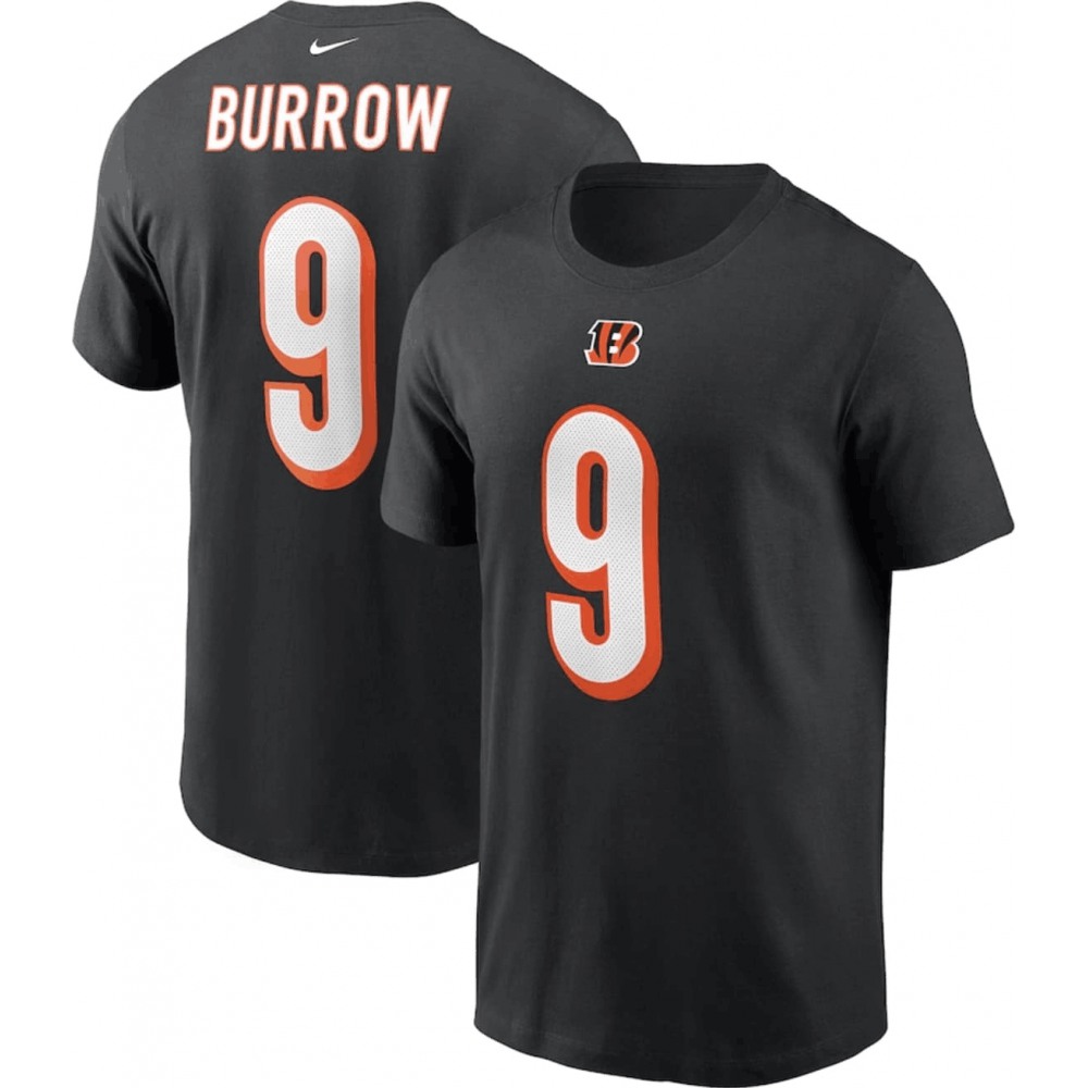 Men's Cincinnati Bengals Black #9 Joe Burrow T-Shirt