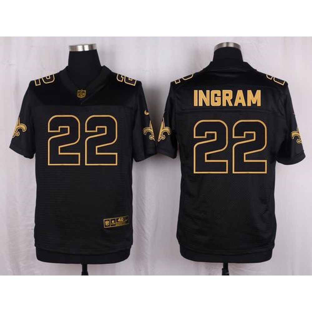 Saints #22 Mark Ingram Black Men's Stitched NFL Elite Pro Line Gold Collection Jersey