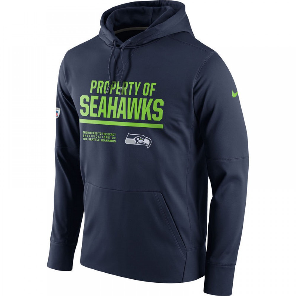 Men's Seattle Seahawks  College Navy Circuit Property Of Performance Pullover Hoodie