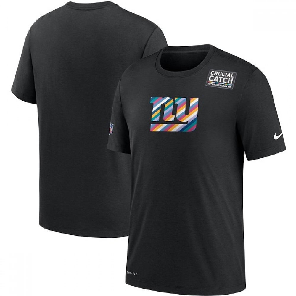 Men's New York Giants 2020 Black Sideline Crucial Catch Performance T-Shirt