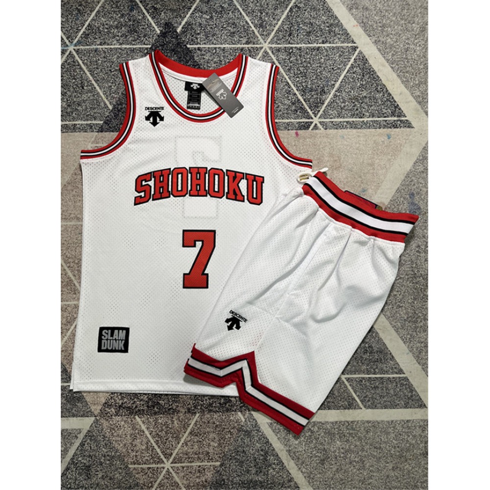 Men's Shohoku #7 Ryota Miyagi  White Stitched Basketball Jersey And Shorts Suit