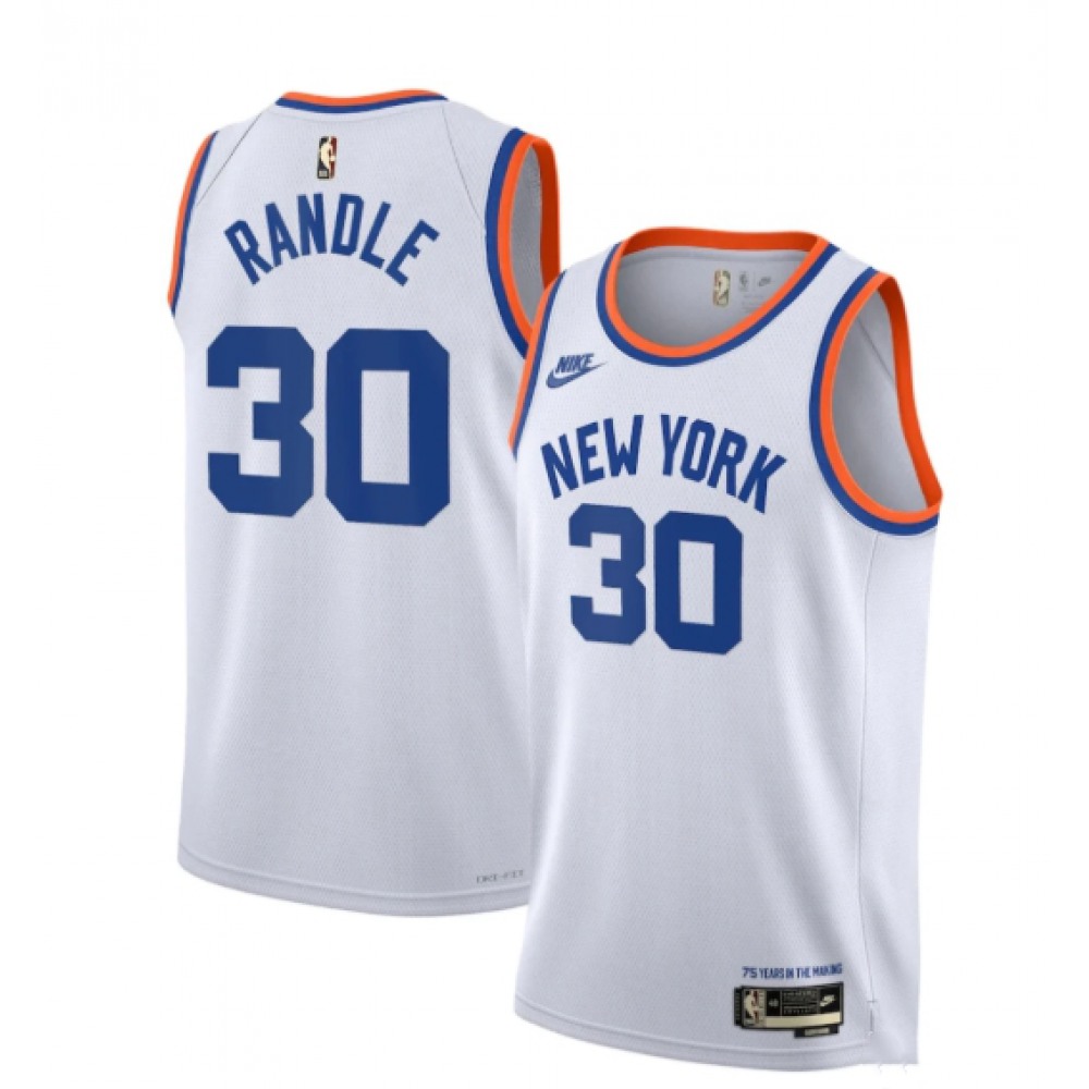 Men's New Yok Knicks #30 Julius Randle 2021/2022 White City Edition Stitched Jersey