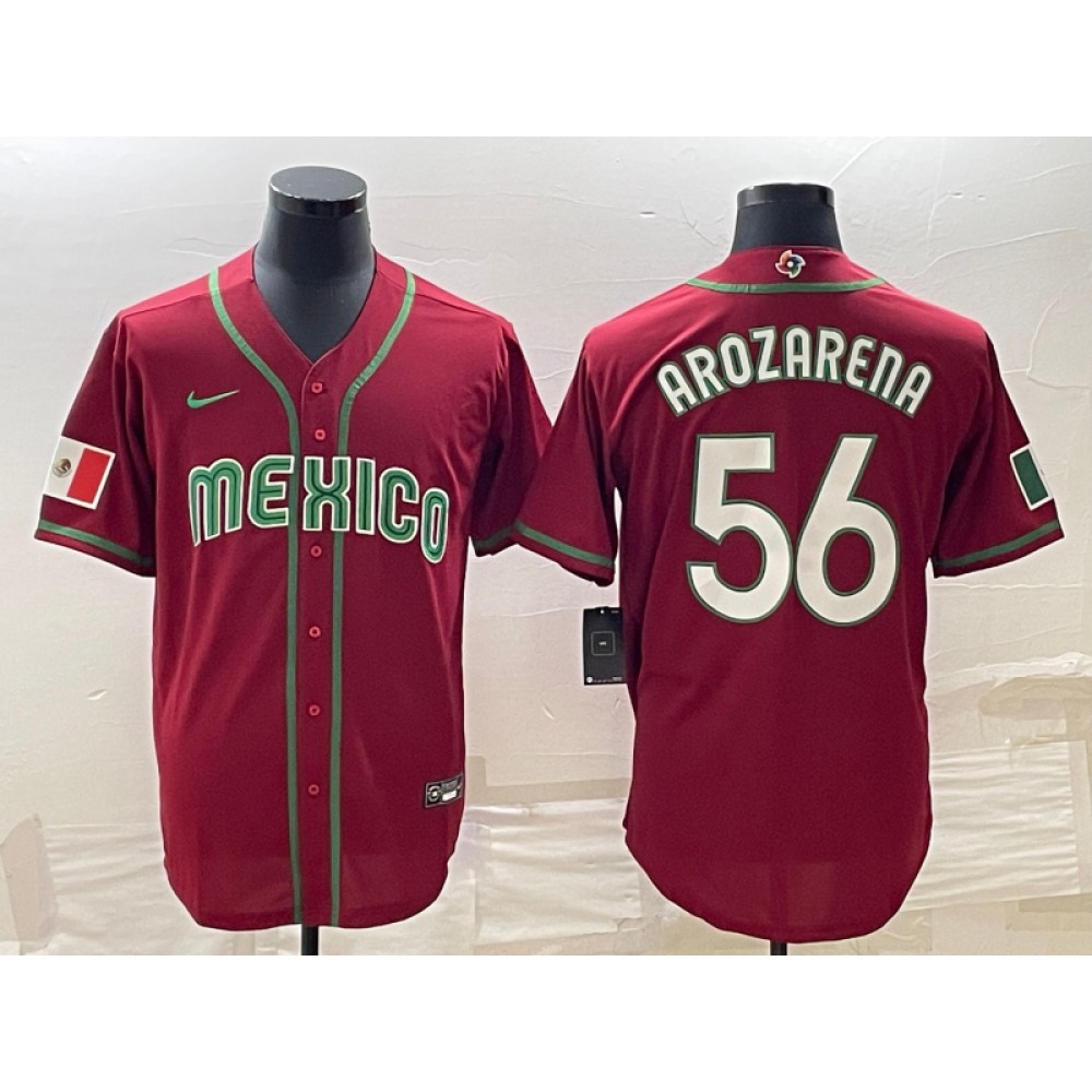 Men's Mexico Baseball #56 Randy Arozarena 2023 Red World Baseball Classic Stitched Jersey