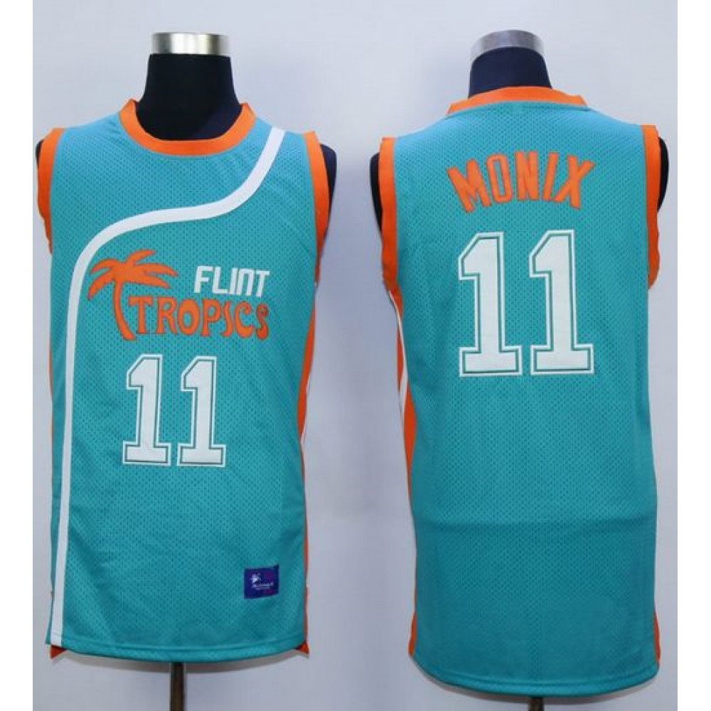 Flint Tropics #11 Ed Monix Blue Semi-Pro Movie Stitched Basketball Jersey