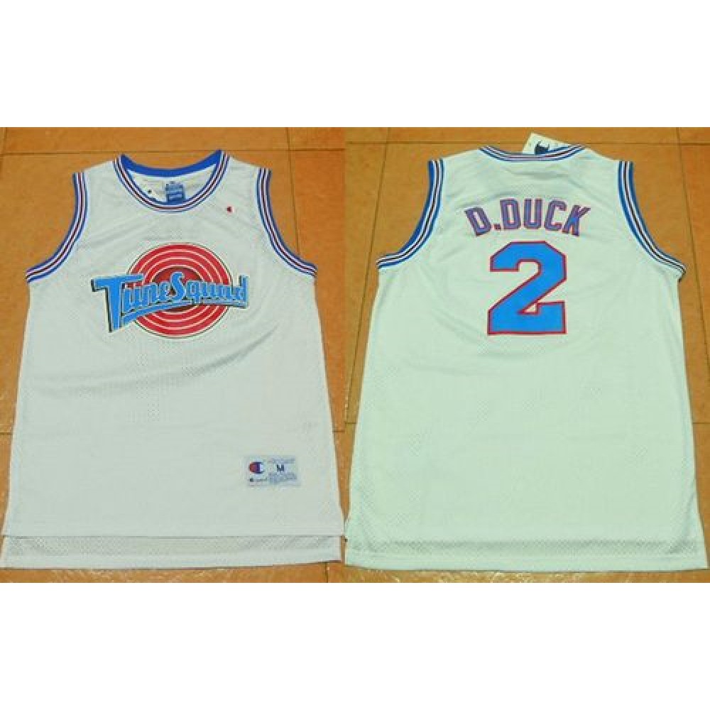 Space Jam Tune Squad #2 Daffy Duck White Movie Stitched Basketball Jersey