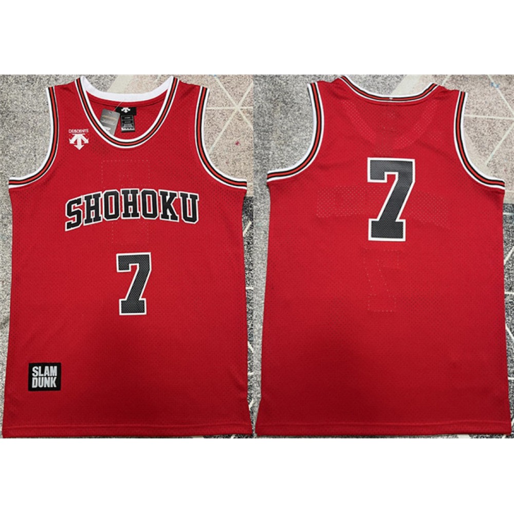 Men's Shohoku #7 Ryota Miyagi  Red Stitched Basketball Jersey